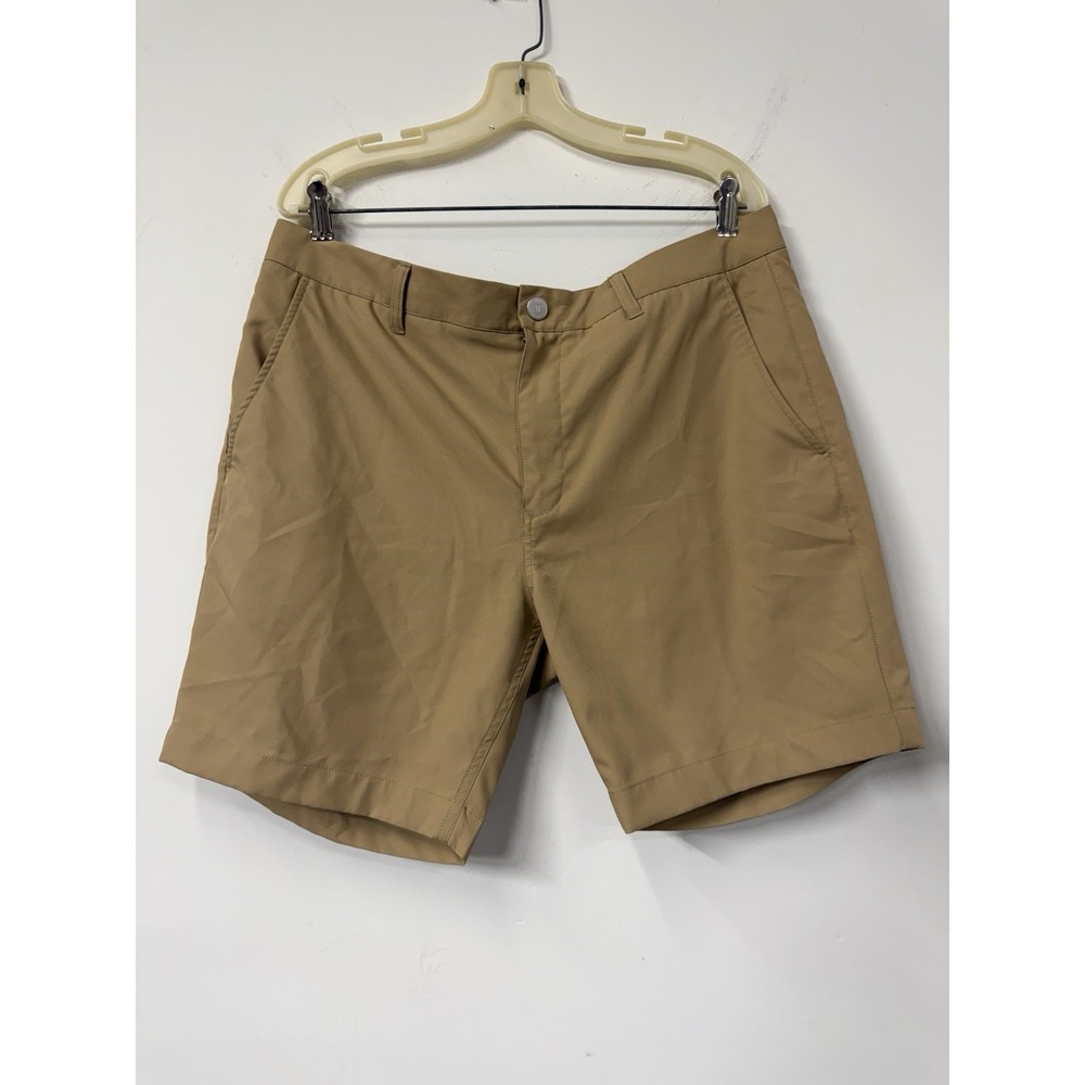Bonobos Golf Mens 36 Khaki Tan Performance Shorts‎ 8 Inch Inseam Flat Front